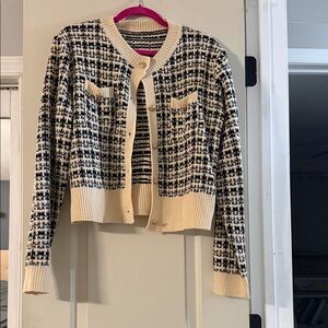 Elegant Black and Cream Women's Cardigan